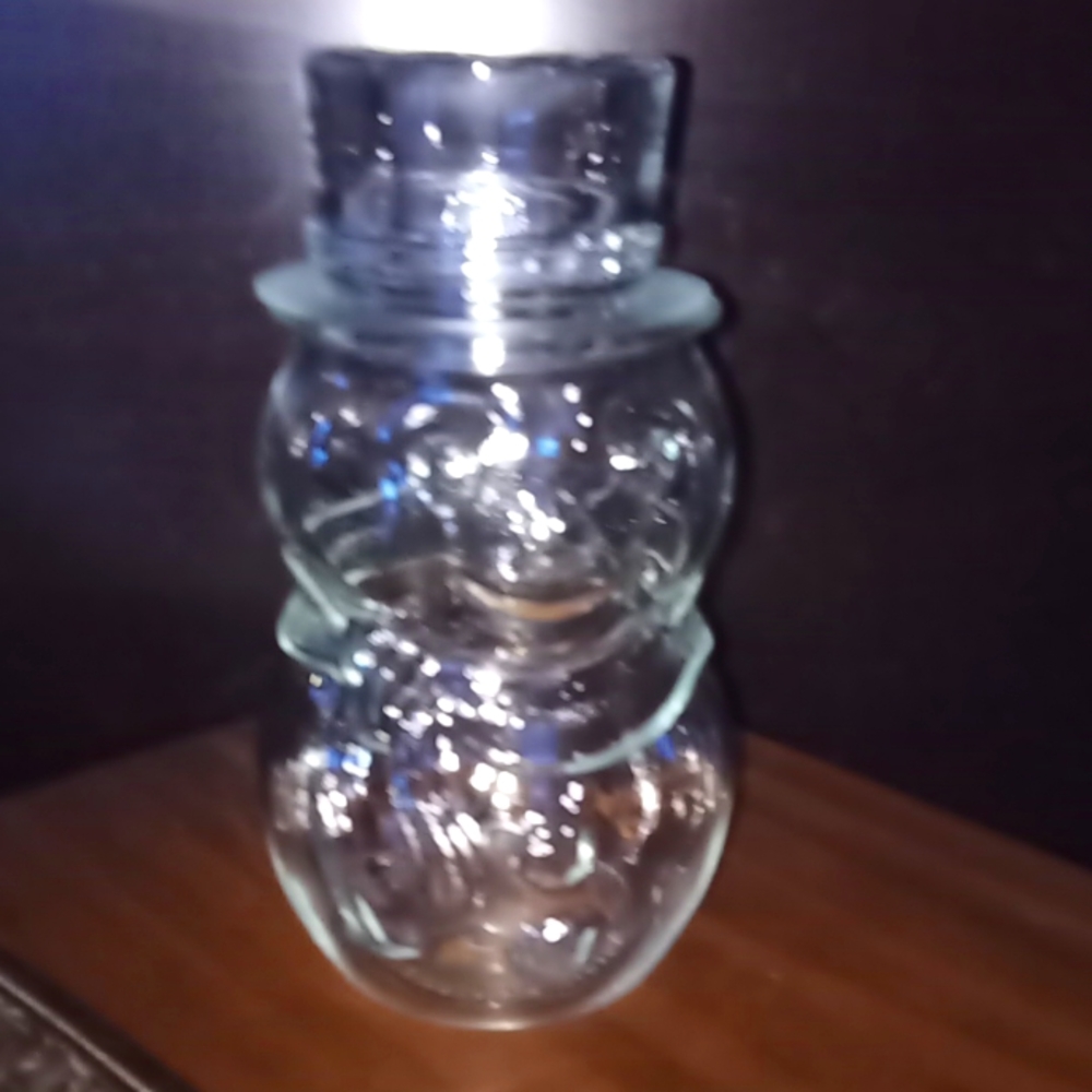 Vintage Libbey of Canada Glass Snowman Candy or Nut Container Dish Display 8 in - Picture 3 of 5